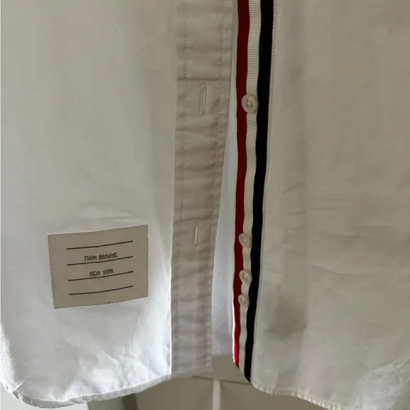 Thom Browne White Dress Shirt with Signature Tricolour Placket - Picture 2 of 2